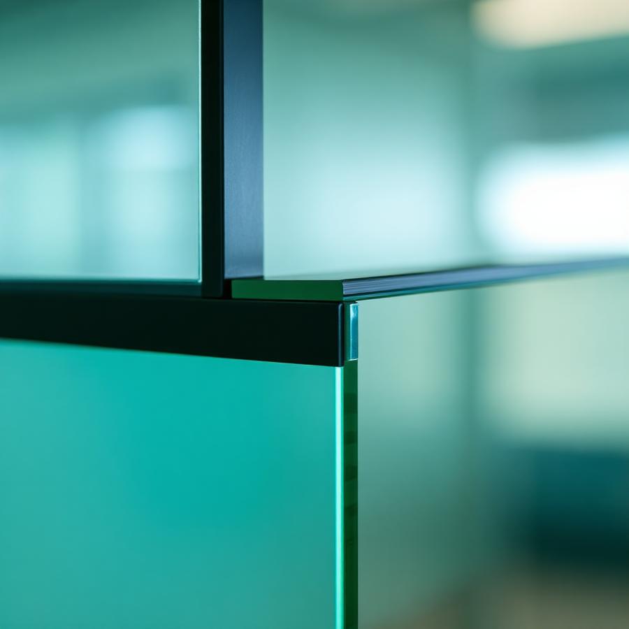 Toughened glass partition edge detail